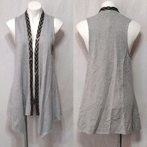 NWT Twisted Heart Glam Boho Bling Long Vest Open Front Cardigan Drape Hem Large